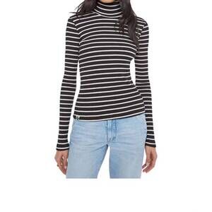 NEW MOTHER long sleeve hickey top in black and white stripes
